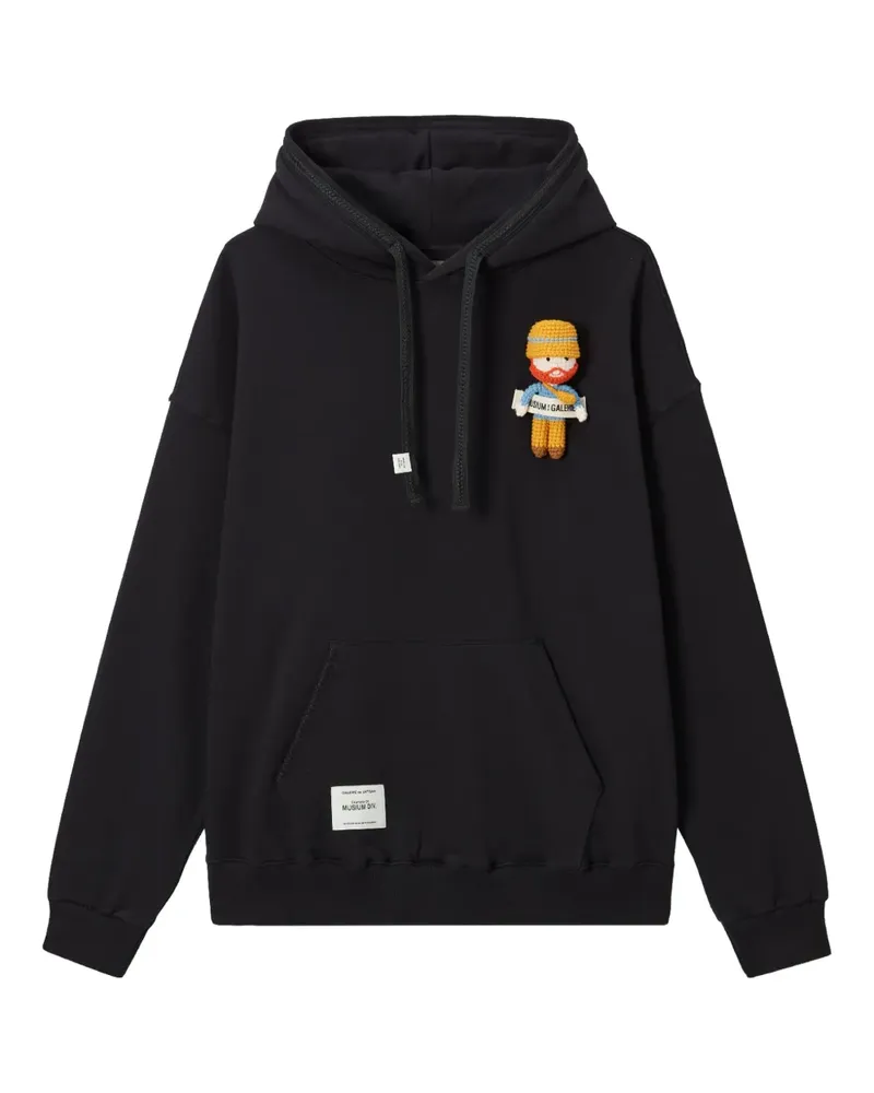 Musium Div. Hoodie mit Applikation - Schwarz Schwarz