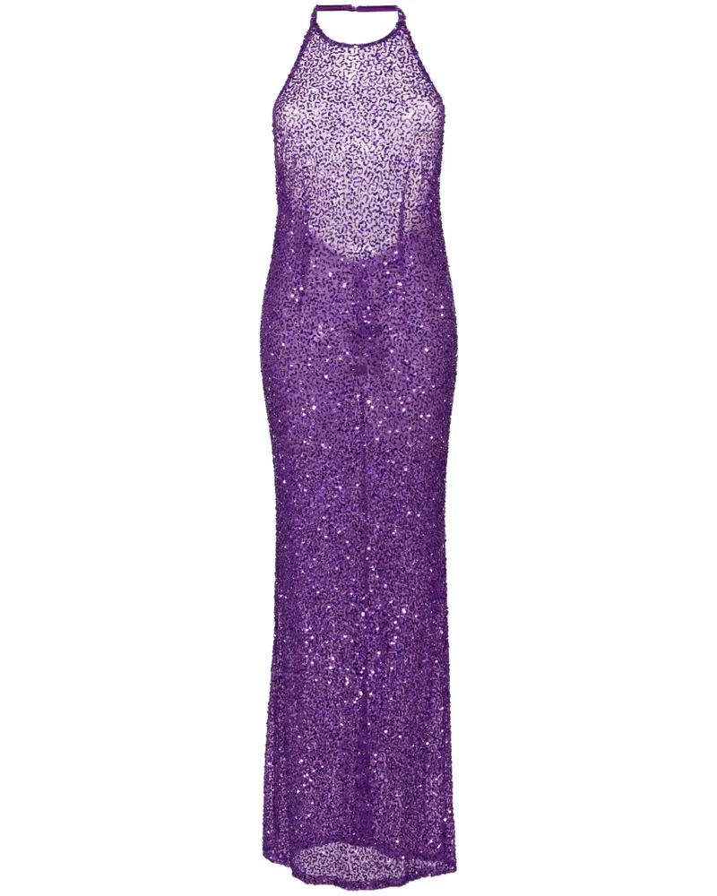 Retrofête Abendkleid mit Pailletten - Violett Violett