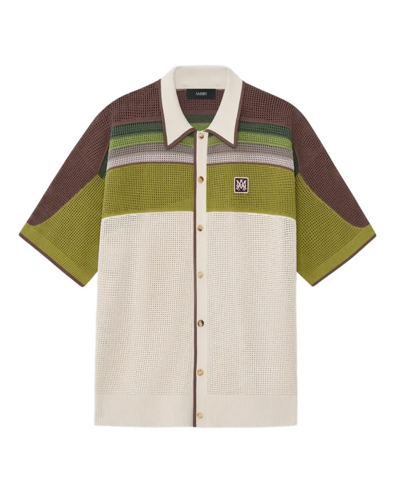 Amiri striped logo-detail shirt - Nude Nude