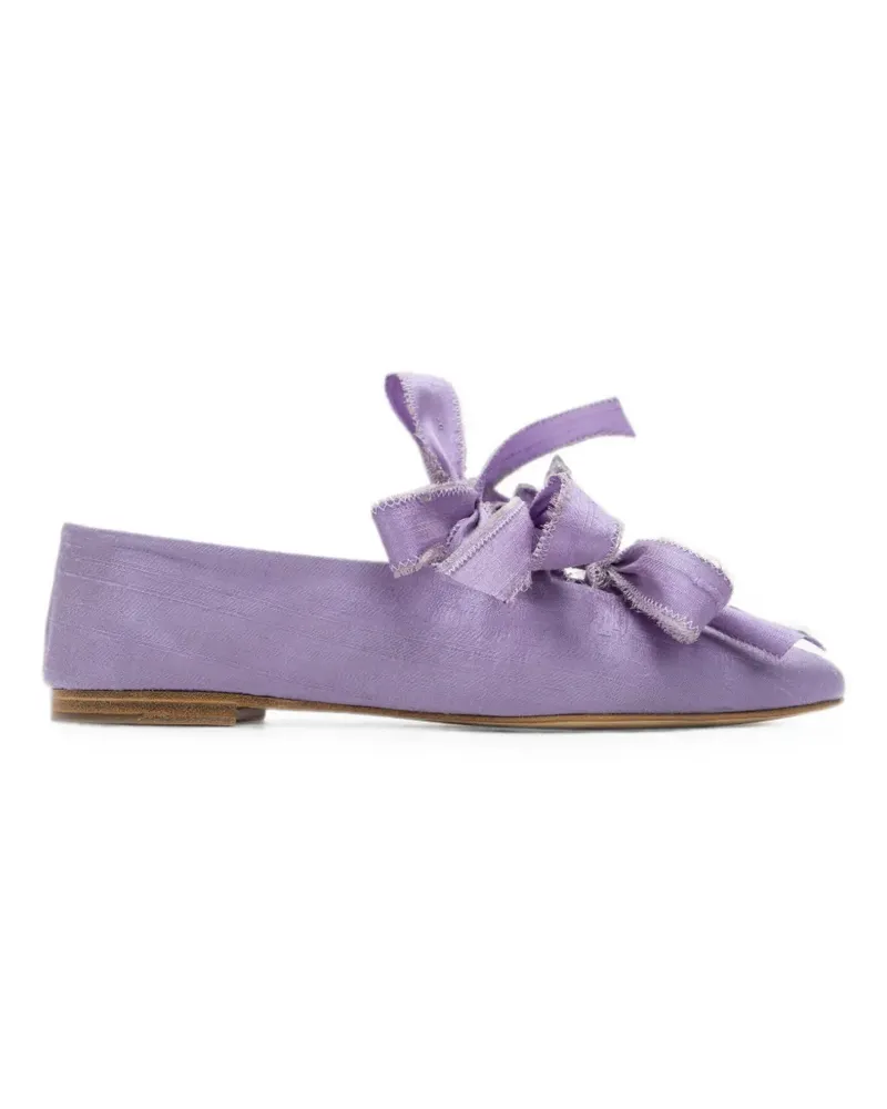 SLEEPER Mille-feuille bow-detail silk ballet flats - Violett Violett