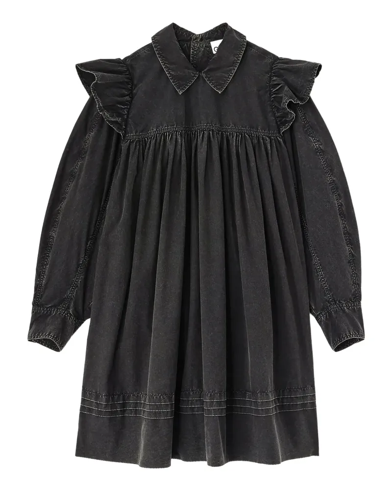 Ganni Langärmeliges Minikleid - Schwarz Schwarz
