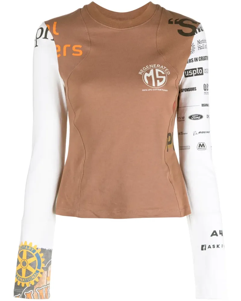 Marine Serre T-Shirt im Patchwork-Look - Braun Braun