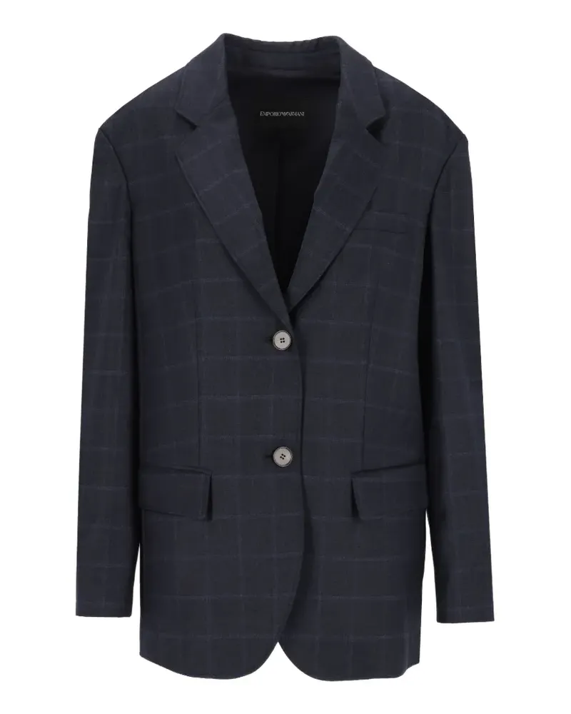 Emporio Armani Einreihiger Blazer aus karierter Stretch-Schurwolle - Blau Blau