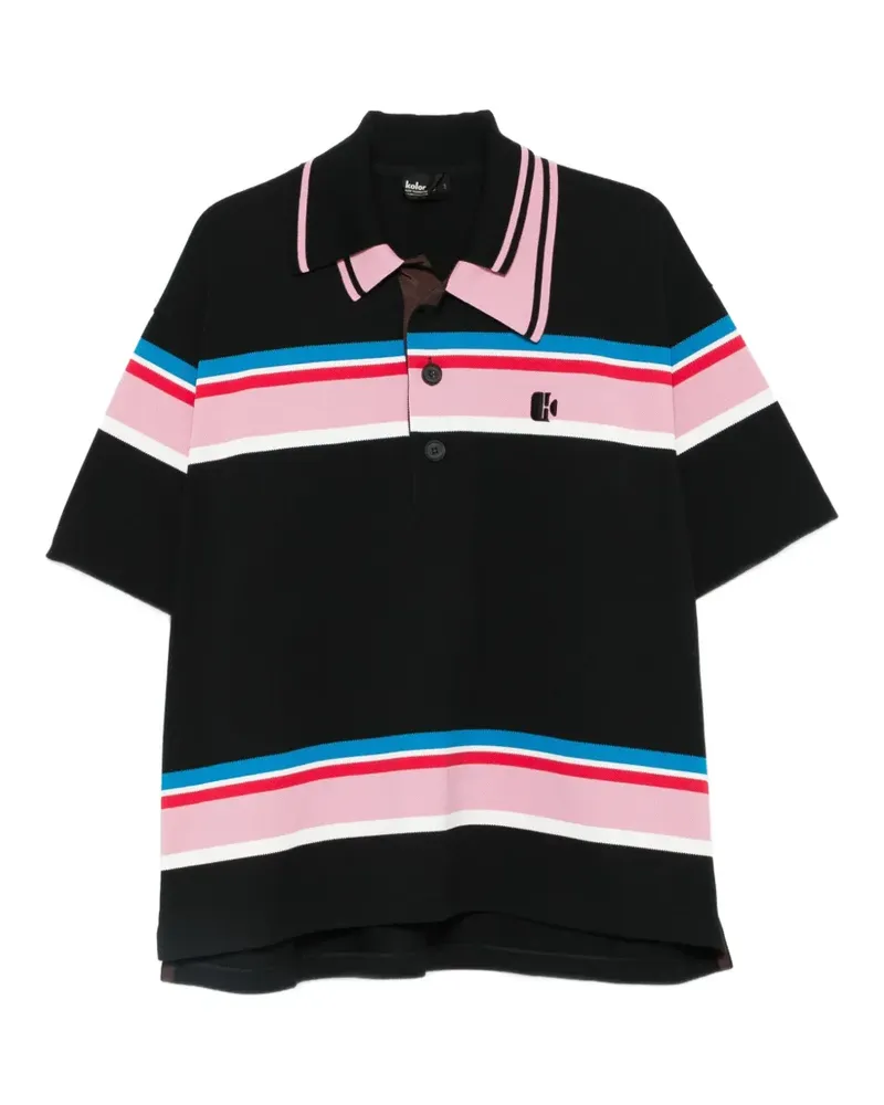kolor striped polo shirt - Schwarz Schwarz
