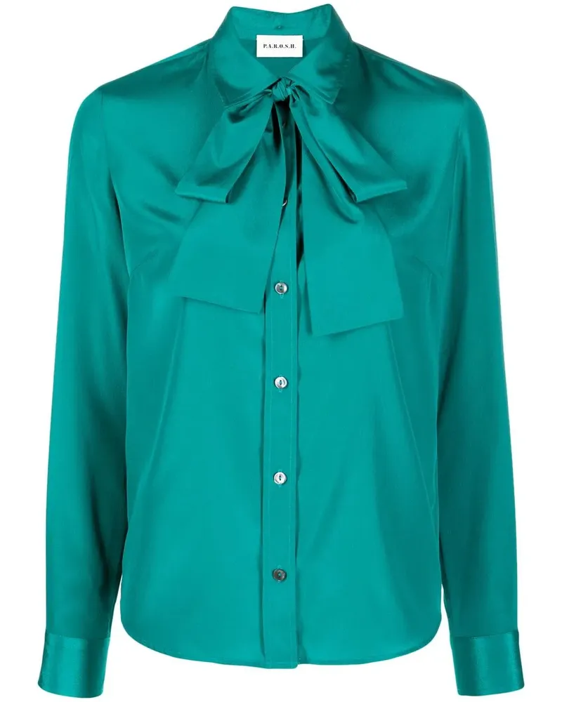P.A.R.O.S.H. P.A.R.O H. Bluse mit Schleifenkragen - Grün Grün