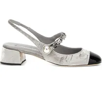 Slingback-Pumps aus Samt 35mm - Silber