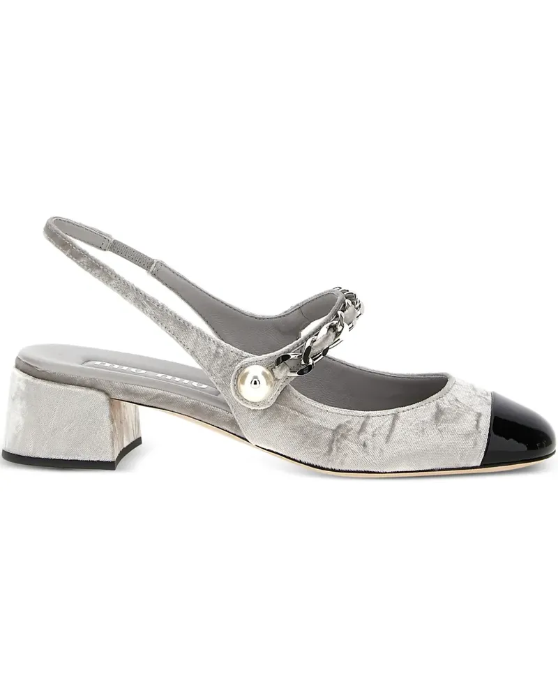 Miu Miu Slingback-Pumps aus Samt 35mm - Silber Silber