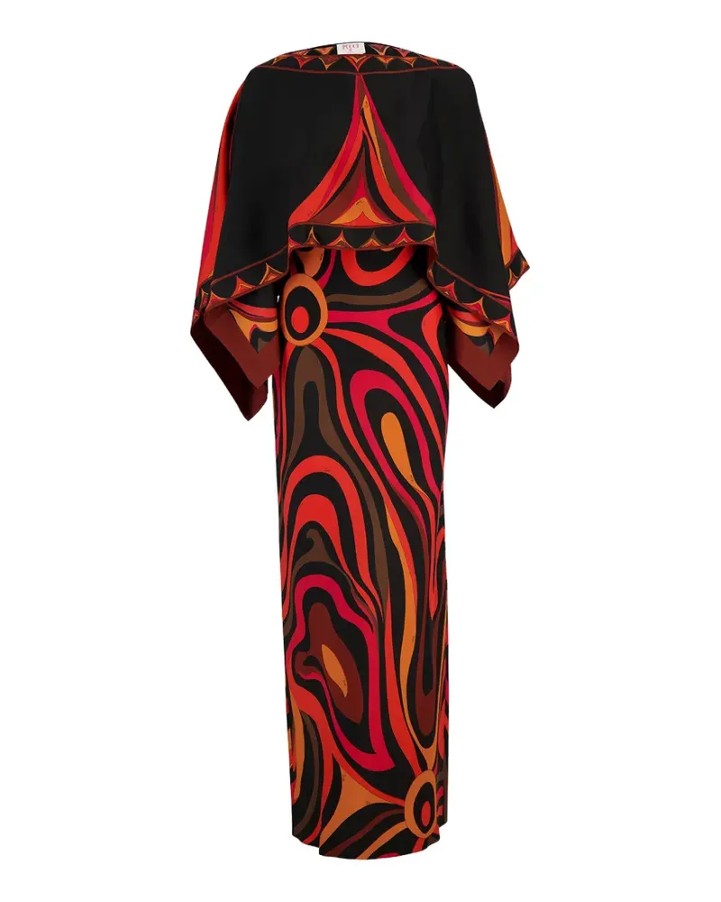 Emilio Pucci Marmo print cape-overlay maxi dress - Schwarz Schwarz
