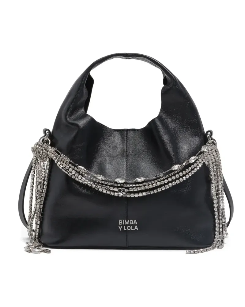 BIMBA Y LOLA Kleine Tote Bag mit Strass - Schwarz Schwarz