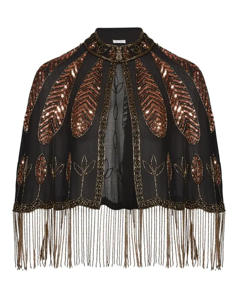 forte_forte sequin-embellished fringed cape - Schwarz Schwarz