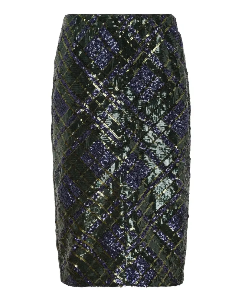 N° 21 midi sequin-embellished checked skirt - Grün Grün