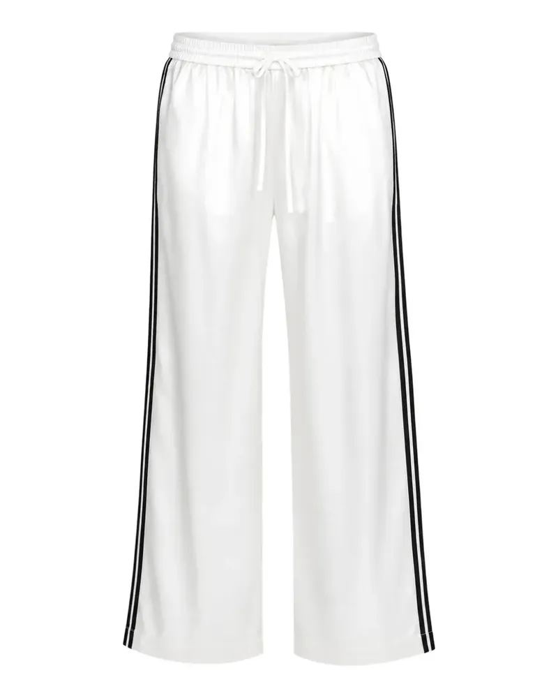 SPRWMN Athletic side-stripe wide-leg silk track pants - Weiß Weiß