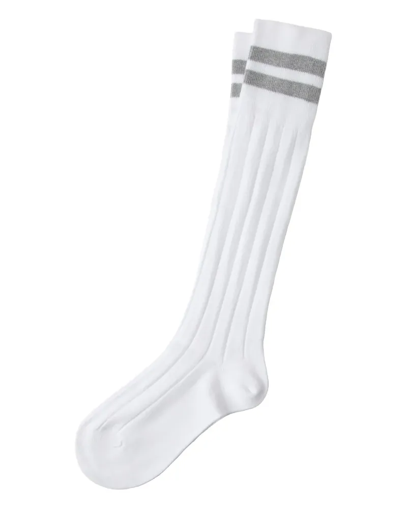 Brunello Cucinelli Gestreifte Socken - Weiß Weiß