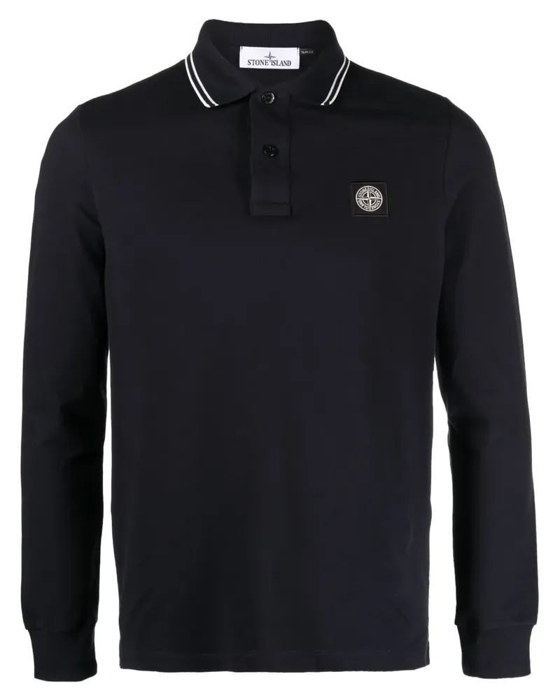 Stone Island Pikee-Poloshirt mit Kompass - Blau Blau