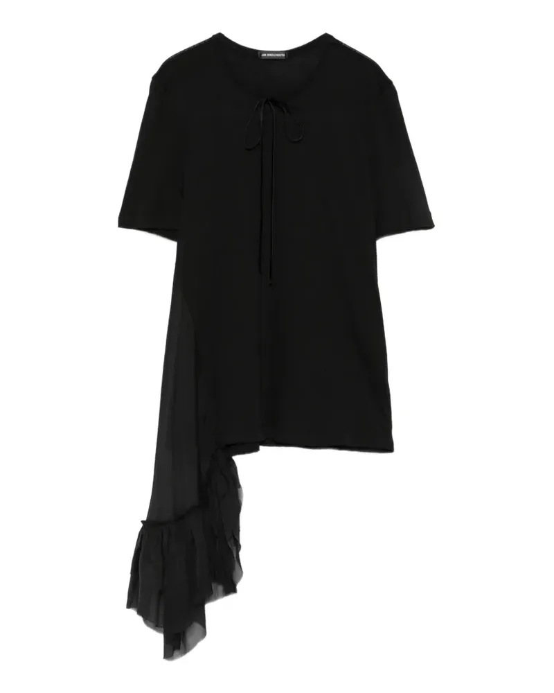 Ann Demeulemeester T-Shirt mit Rüschendetail - Schwarz Schwarz