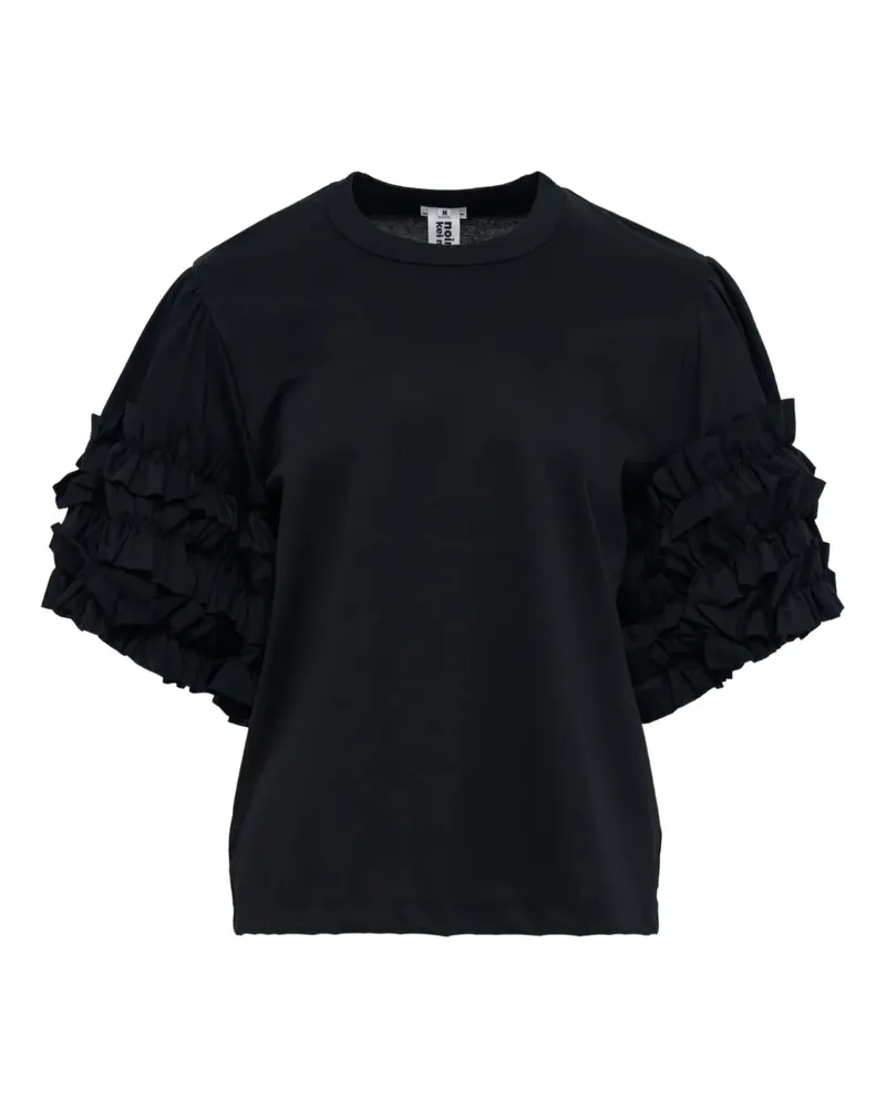 Noir Kei Ninomiya Gerüschtes Ponte T-Shirt - Schwarz Schwarz