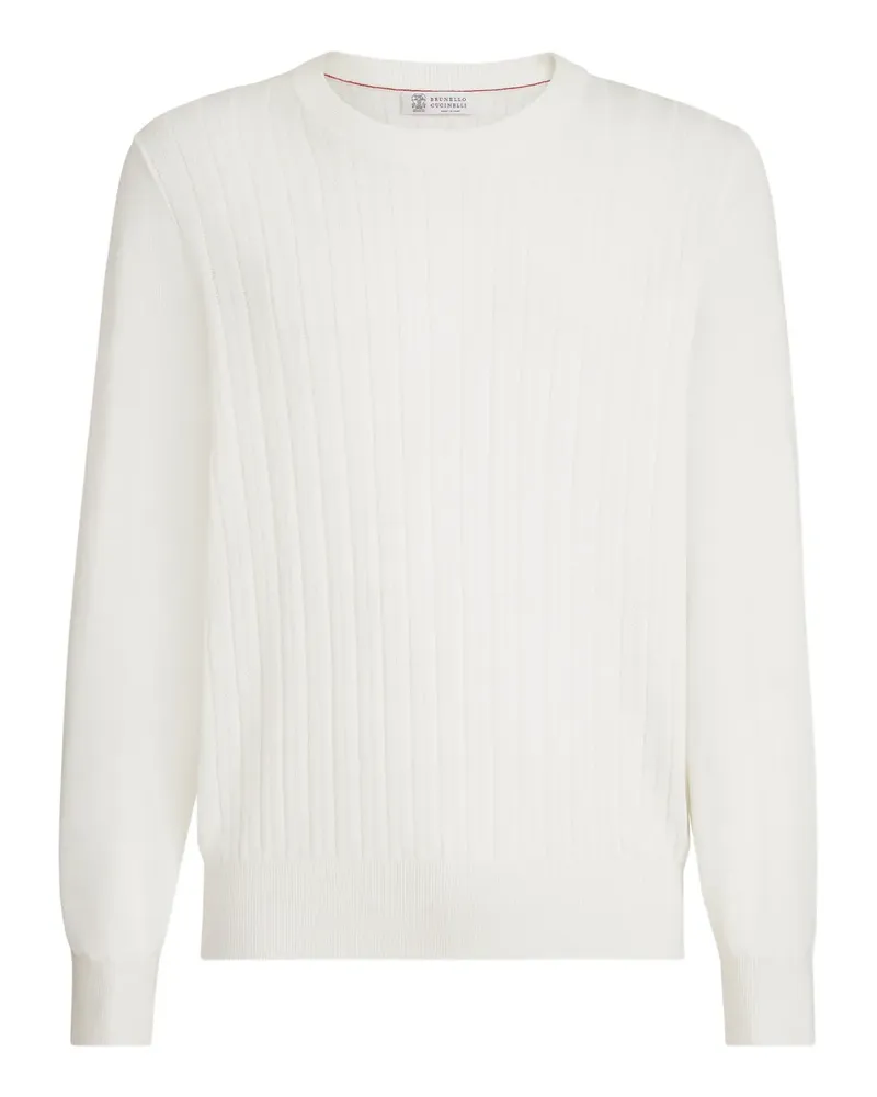 Brunello Cucinelli textured rib cotton sweater - Weiß Weiß