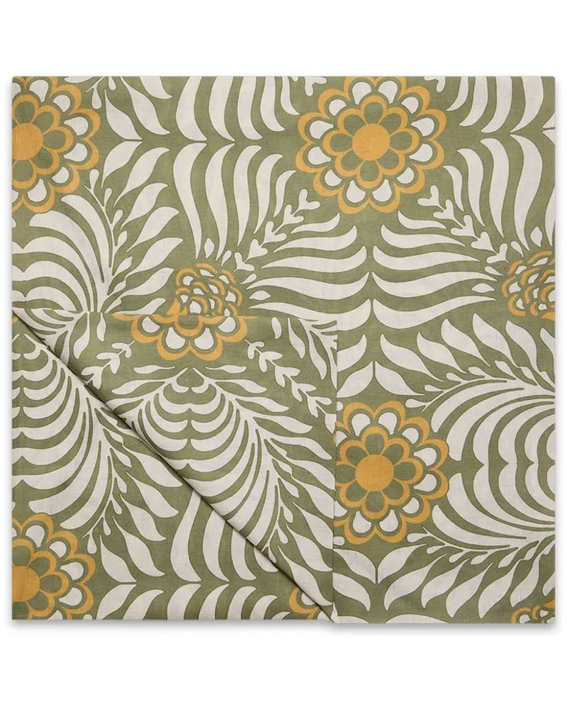 La DoubleJ Leinen-Tischdecke mit Tudor-Print - Grün Grün