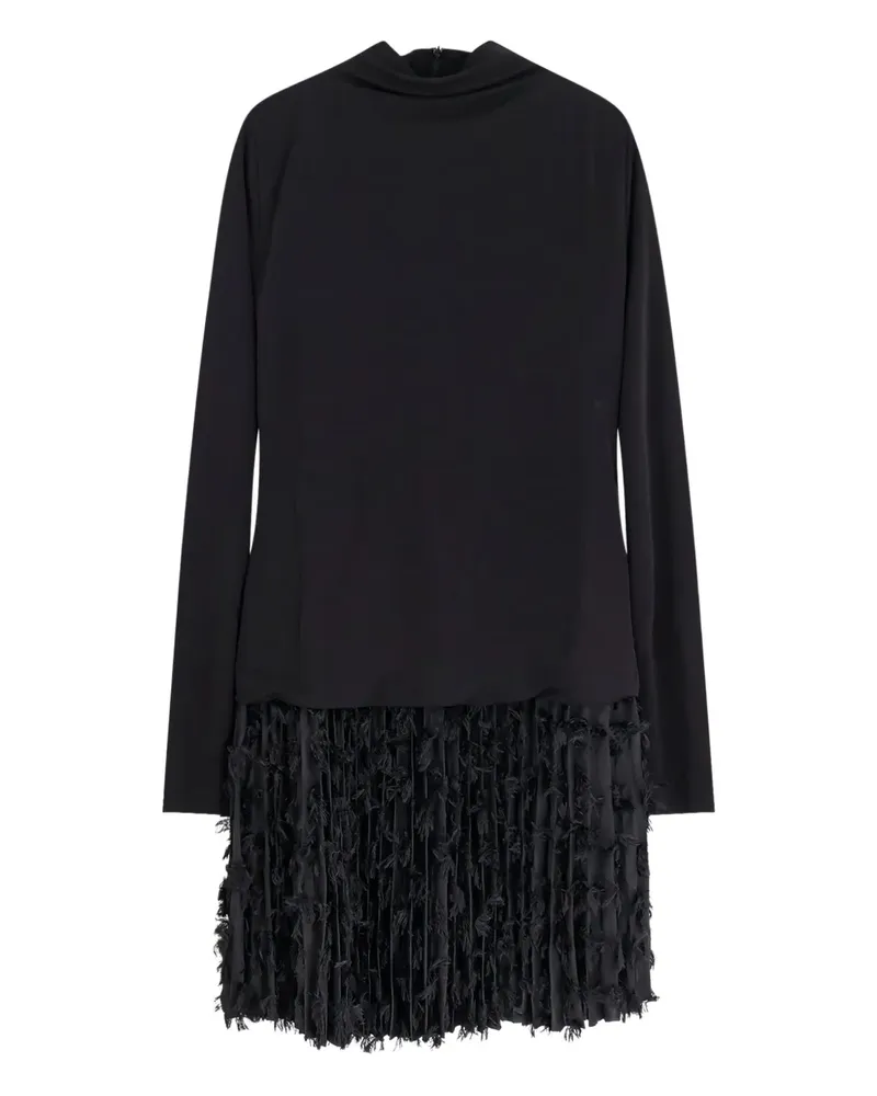 HUGO BOSS long-sleeve pleated dress - Schwarz Schwarz