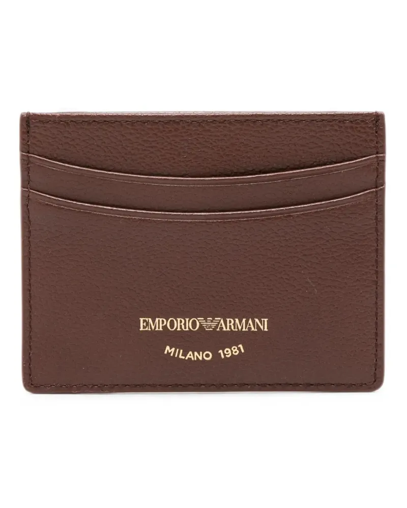 Emporio Armani logo-print grained-leather card holder - Braun Braun