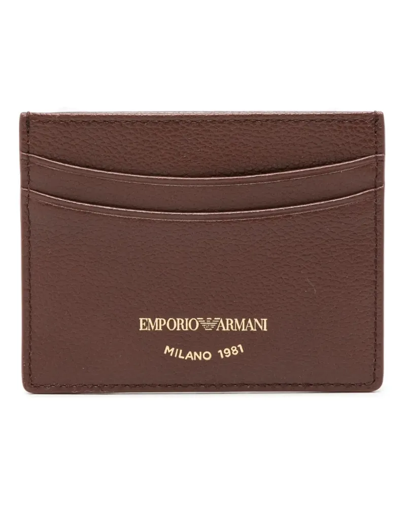 Emporio Armani Kartenetui aus gekörntem Leder mit Logo-Print - Braun Braun