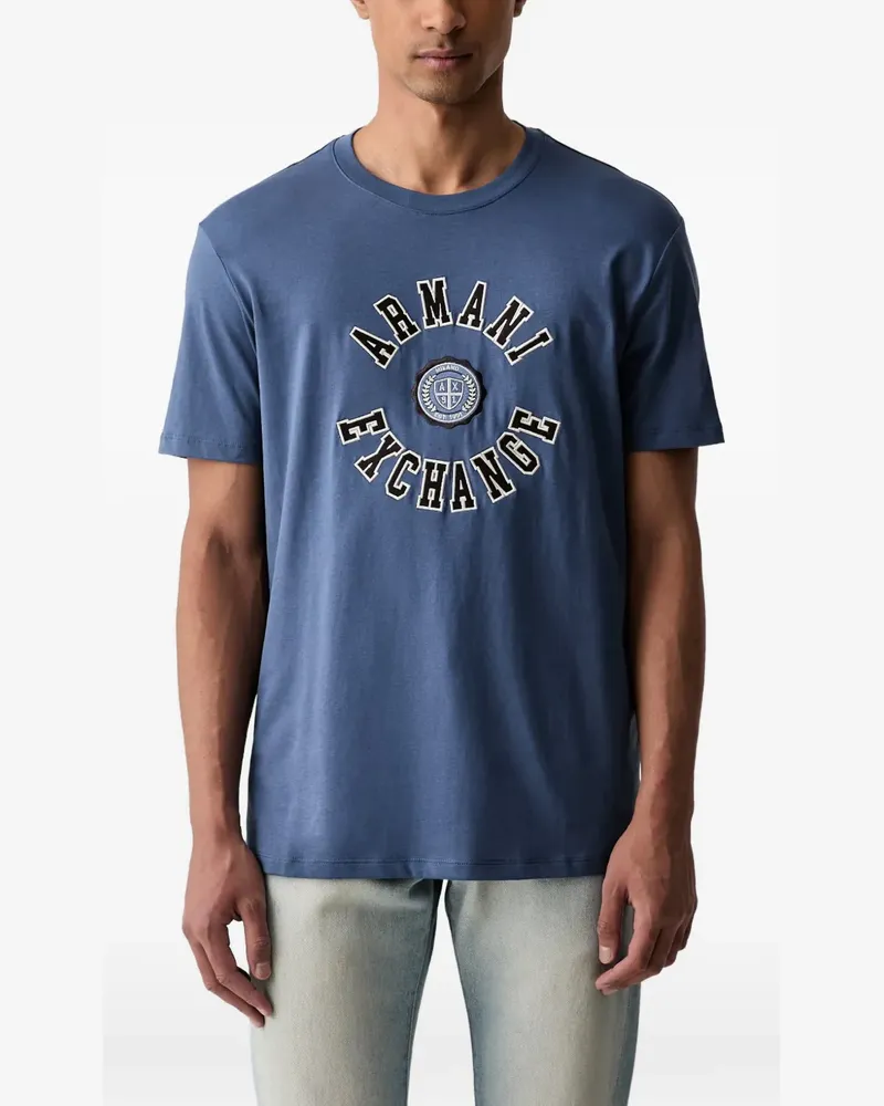 Armani Exchange logo-patch cotton T-shirt - Blau Blau
