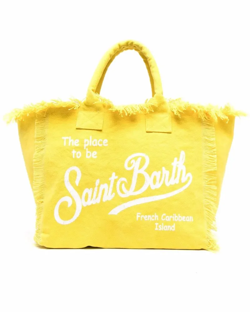 MC2 Saint Barth Ausgefranster Shopper mit Logo-Print - Gelb Gelb