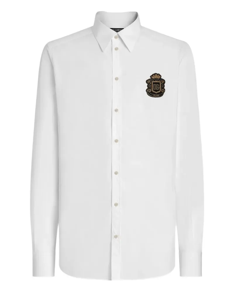 Dolce & Gabbana Hemd mit Wappen-Applikation - Weiß Weiß