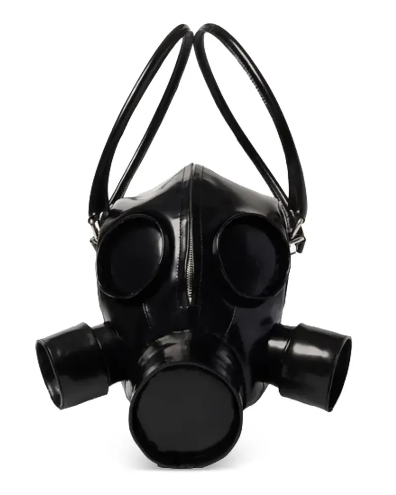 Doublet Gas Mask Tote Bag aus Leder - Schwarz Schwarz