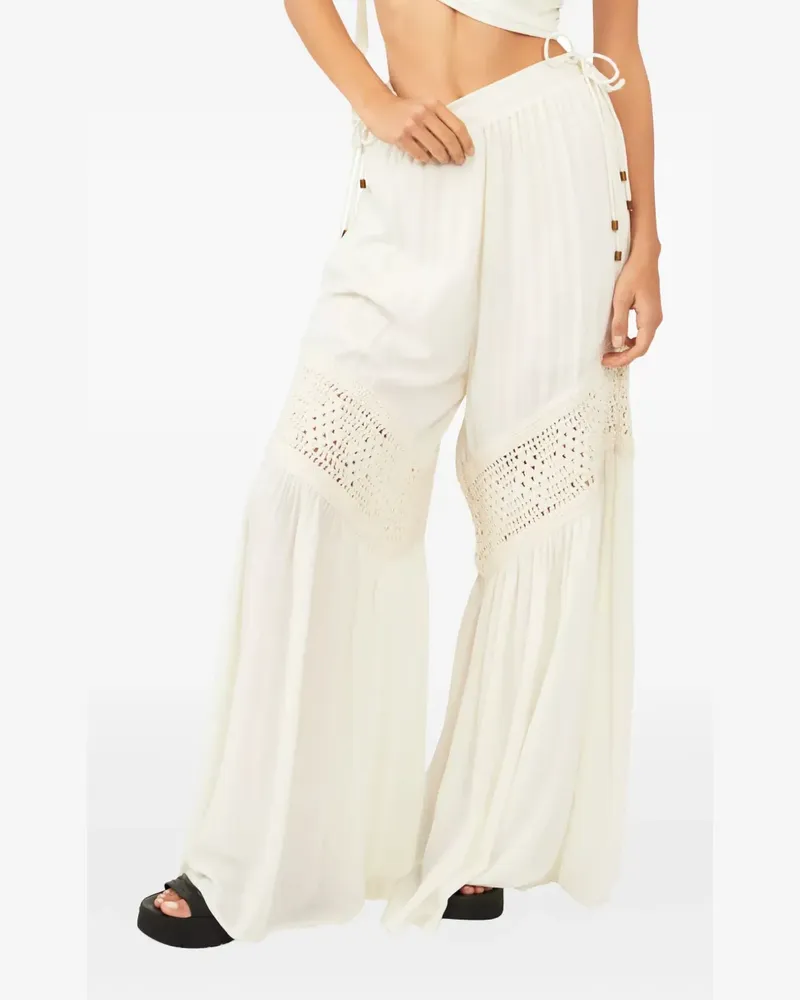 Free People drawstring-fastening crochet-insert trousers - Nude Nude