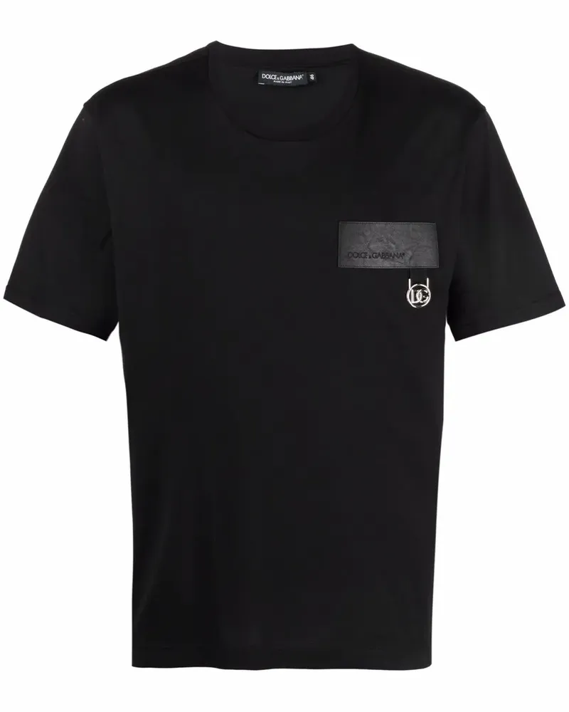 Dolce & Gabbana T-Shirt mit Logo-Patch - Schwarz Schwarz