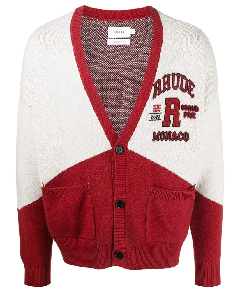 RHUDE Grand Prix Cardigan aus Kaschmir-Merinowollgemisch - Rot Rot