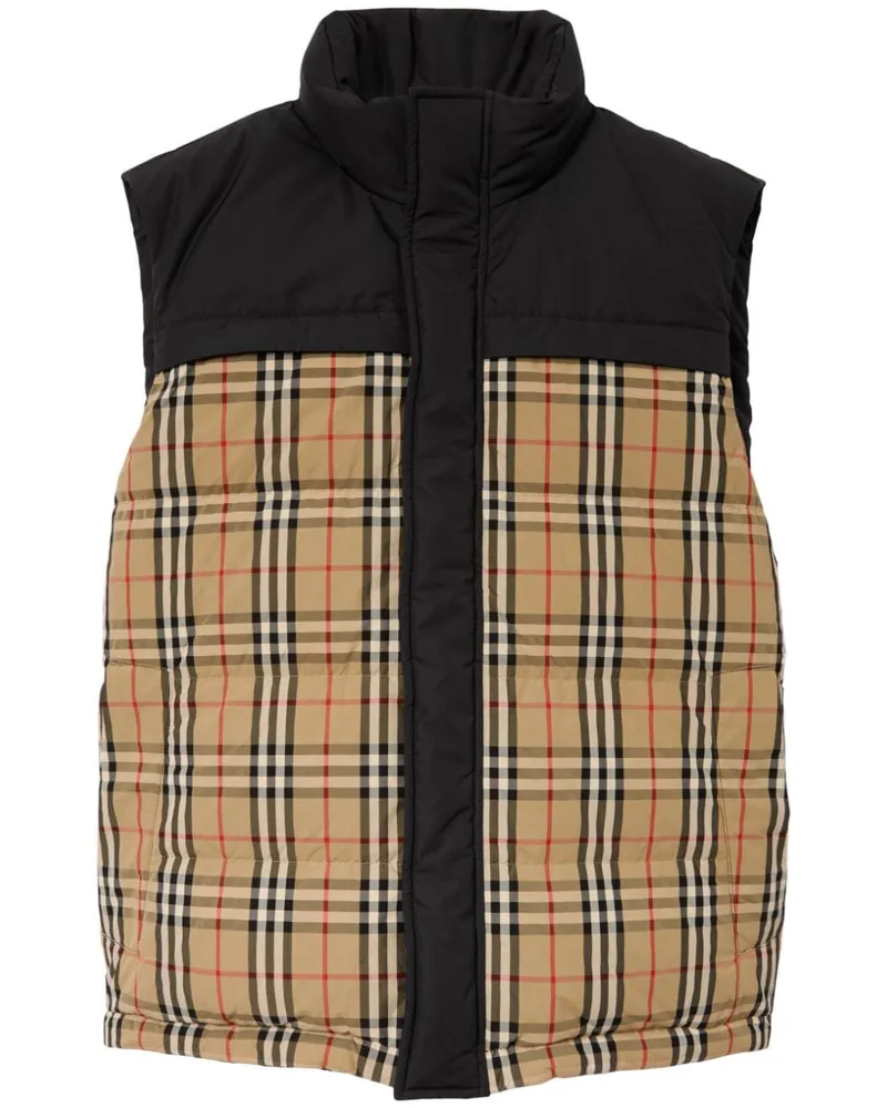 Burberry Gefütterte Weste mit Karomuster - Schwarz Schwarz