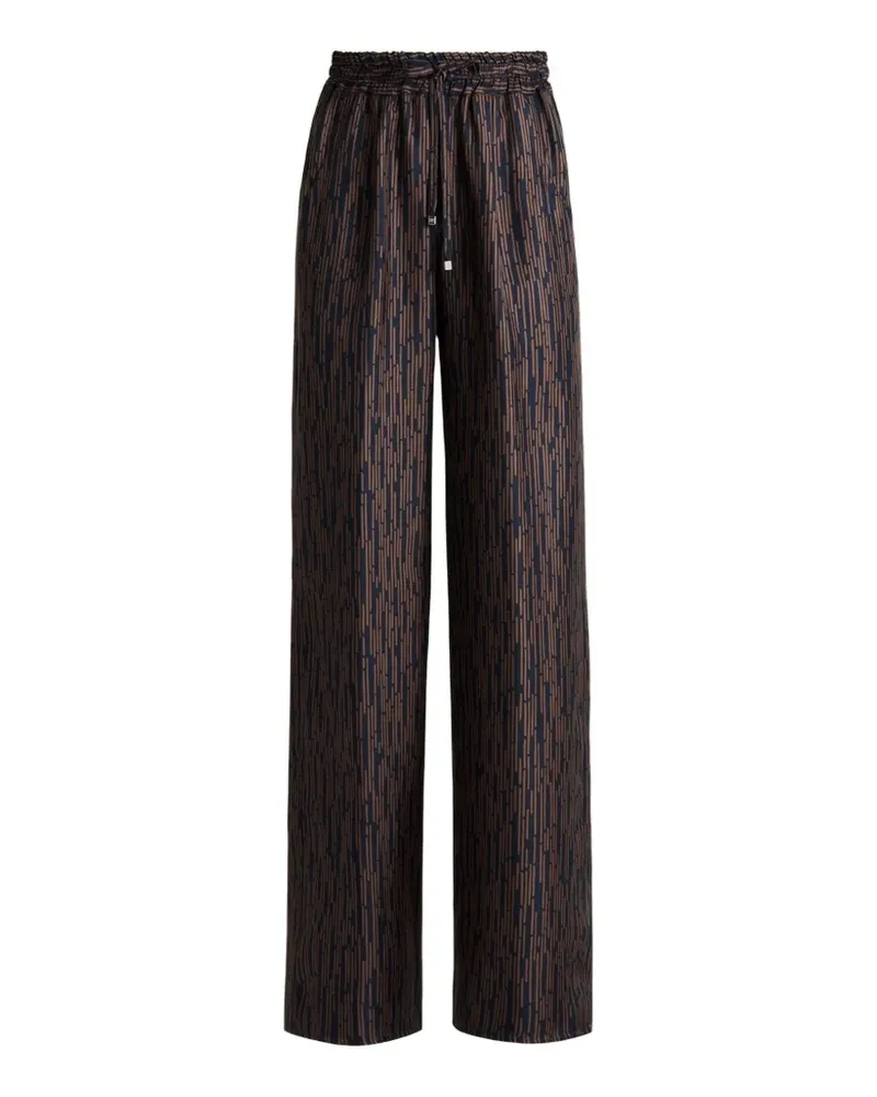 Kiton Palazzohose aus Seide mit Print - Braun Braun