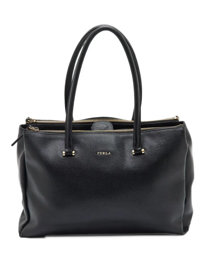 Furla Lotus Saffiano leather tote bag - Schwarz Schwarz
