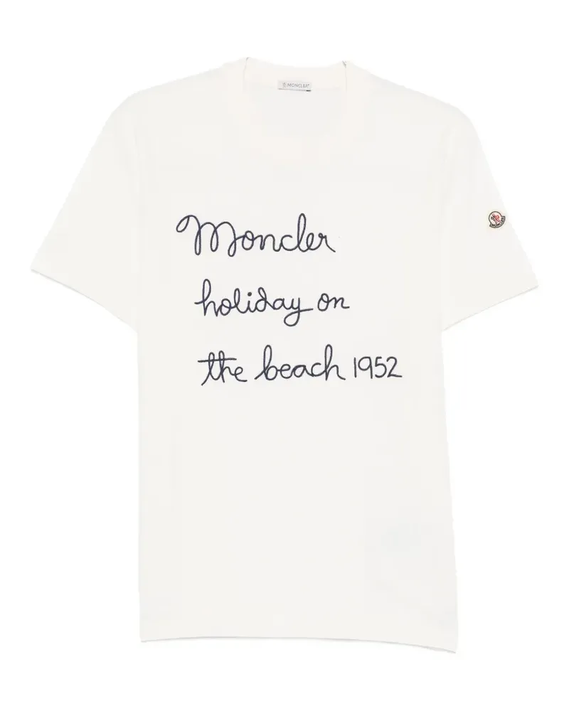 Moncler logo-embroidered T-shirt - Nude Nude