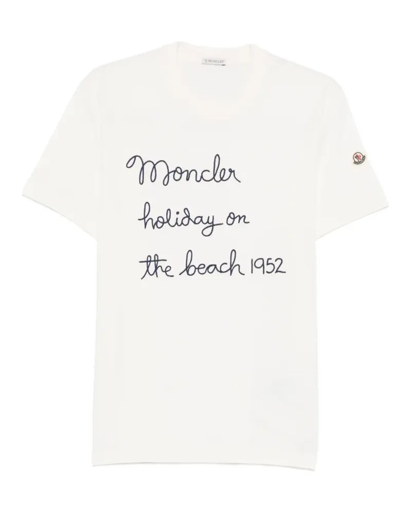 Moncler T-Shirt mit Logo-Stickerei - Nude Nude