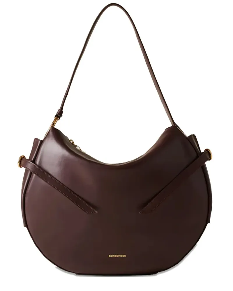 Borbonese Mittelgroße Hobo Schultertasche mit Henkel - Braun Braun