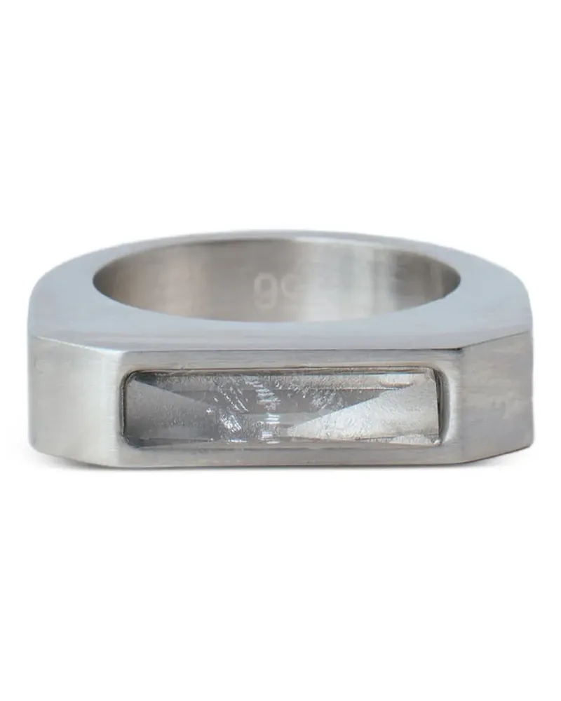 Rick Owens brushed rectangular ring - Silber Silber