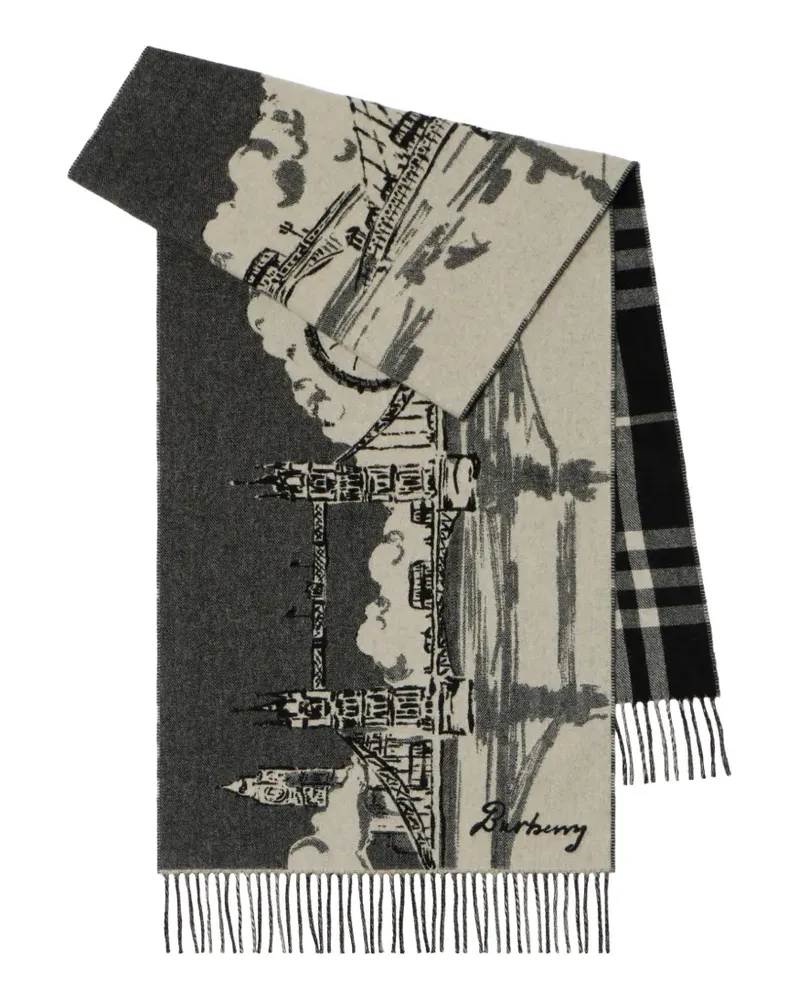 Burberry wide River Thames cashmere scarf - Schwarz Schwarz
