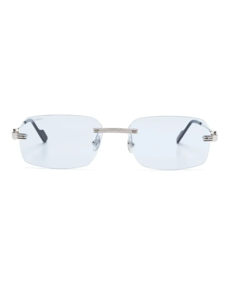Cartier Sonnenbrille mit eckigem Gestell - Silber Silber