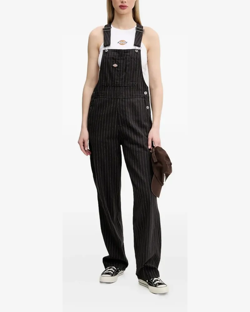 Dickies Gestreifte Latzhose - Schwarz Schwarz