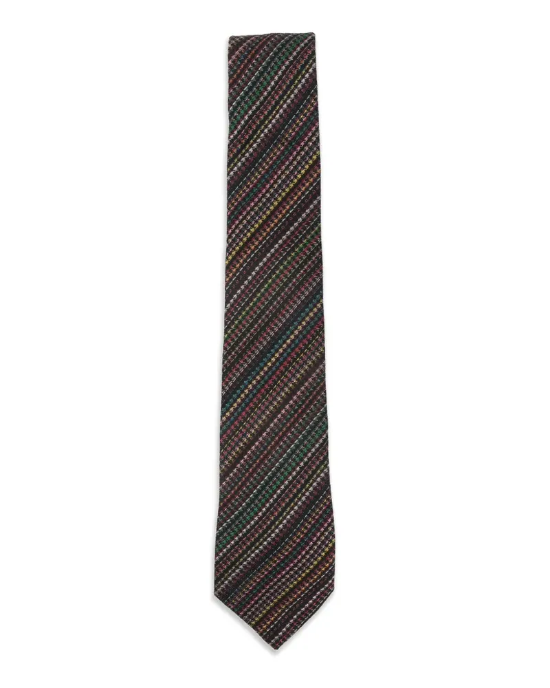Paul Smith Gestreifte The Houndstooth Krawatte - Schwarz Schwarz
