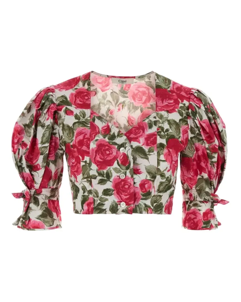 Chloé floral print cropped blouse - Rot Rot