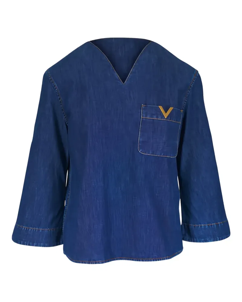 Valentino Garavani Bluse mit V-Ausschnitt - Blau Blau