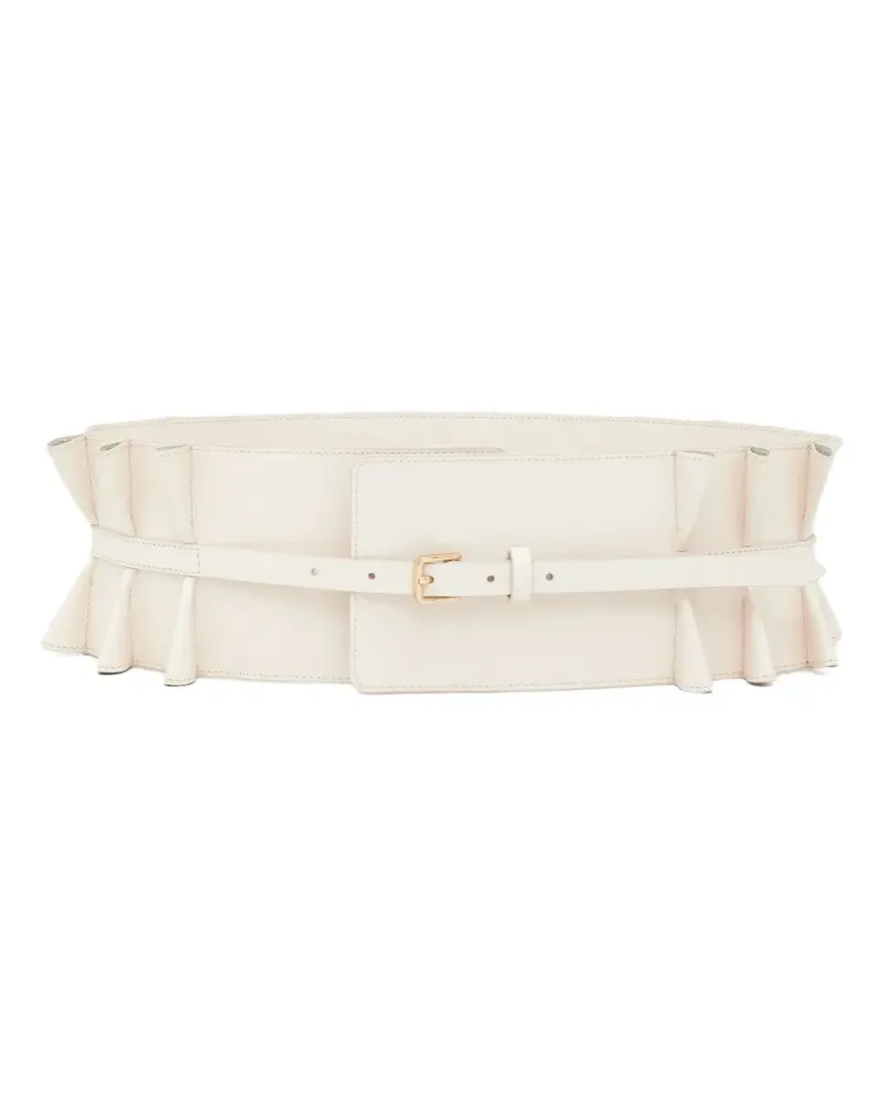 Zimmermann ruffled leather belt - Nude Nude