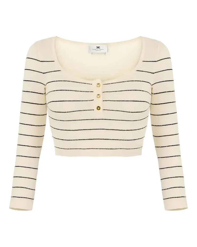 Elisabetta Franchi striped button-fastening crop jumper - Nude Nude