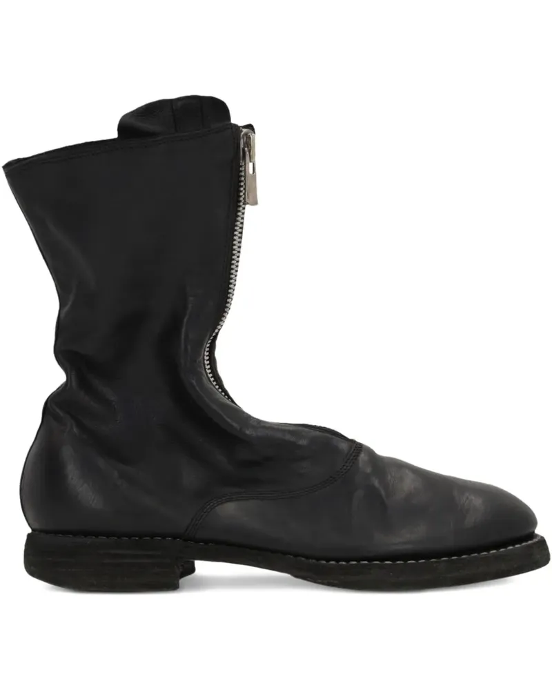 GUIDI Reißverschluss-Stiefel mit runder Kappe - Schwarz Schwarz