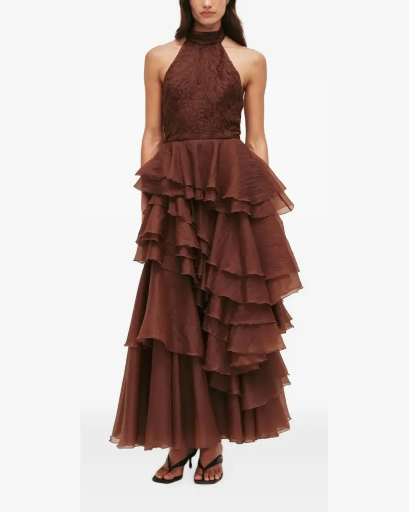 Aje. Gestuftes Fayette Maxikleid mit Rüschen - Braun Braun