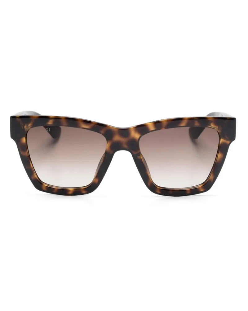 Gucci Eckige Sonnenbrille in Schildpattoptik - Braun Braun